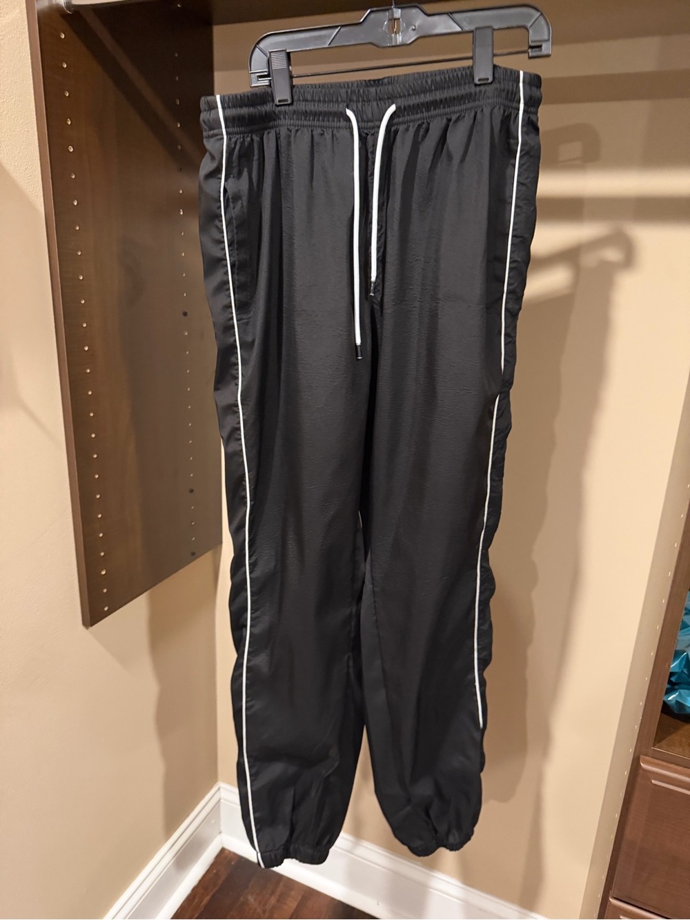 Men's Black Track Joggers with White Contrast Trim
